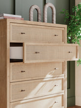 Load image into Gallery viewer, Cielden Full Upholstered Panel Bed with Mirrored Dresser and Chest
