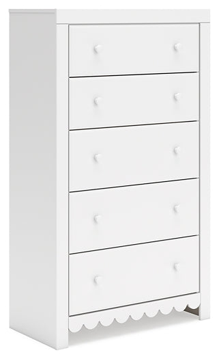 Mollviney Twin Panel Bed with Mirrored Dresser and Chest